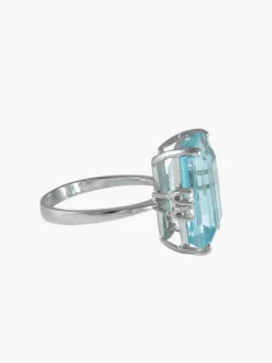BAGUE OR, DIAMANTS & AIGUE-MARINE