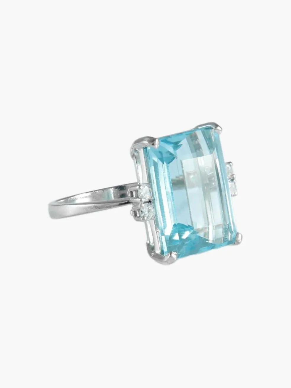 BAGUE OR, DIAMANTS & AIGUE-MARINE