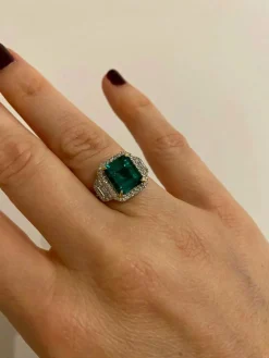Bague Or Diamants Emeraude