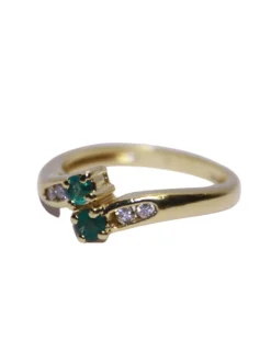 Bague Or Diamants et Emeraudes