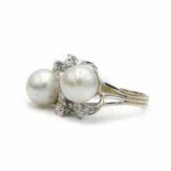 Bague or, diamants et perles
