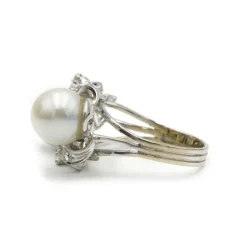 Bague or, diamants et perles