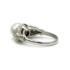 Bague or, diamants et perle
