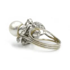 Bague or, diamants et perles