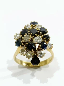 Bague Or Diamants Et Saphirs