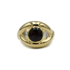 Bague or, diamants, grenat