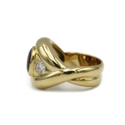 Bague or, diamants, grenat
