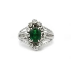 Bague or diamants émeraude