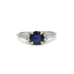 Bague or, diamants, saphir