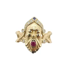 Bague or diamants saphir & rubis