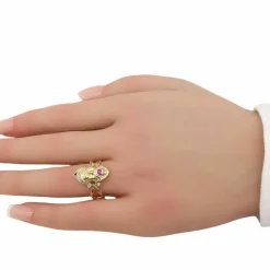 Bague or diamants saphir & rubis