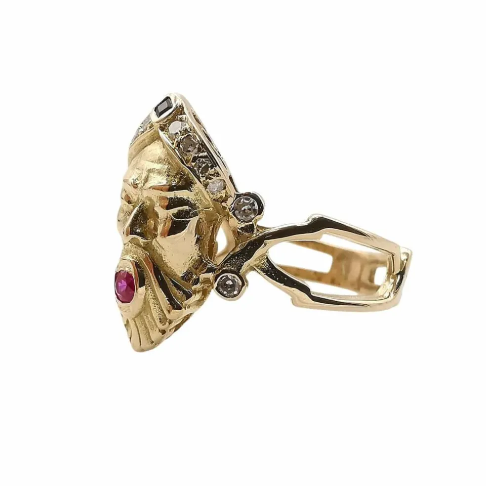 Bague or diamants saphir & rubis