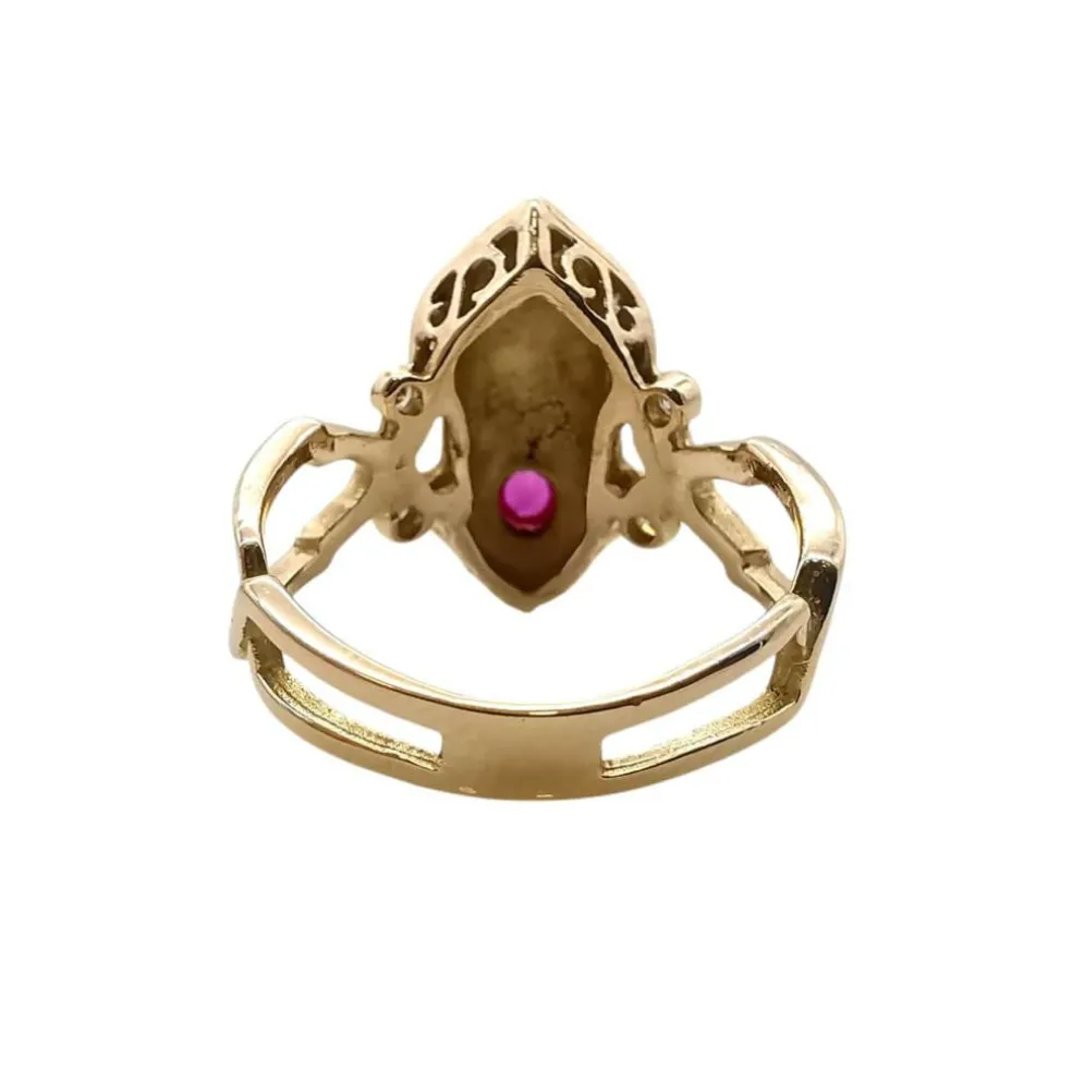 Bague or diamants saphir & rubis