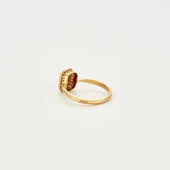BAGUE OR ET PIERRE ROSE