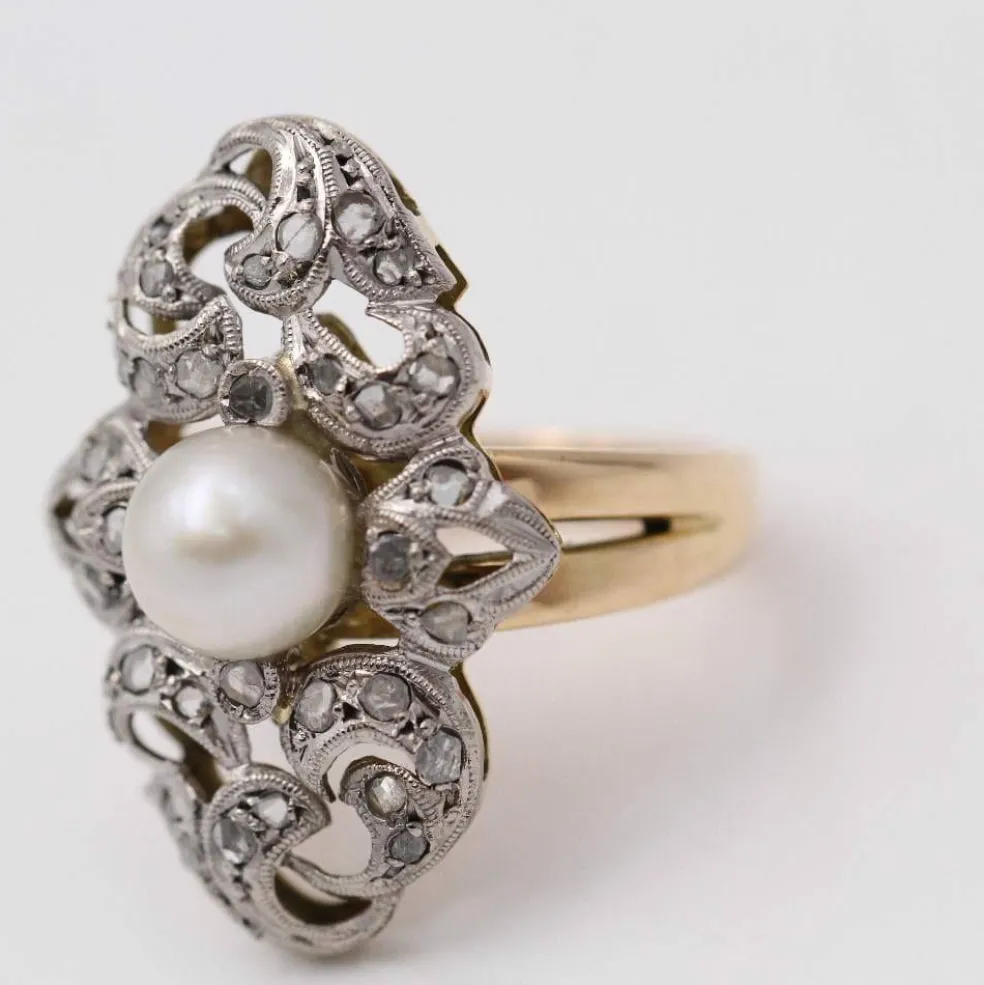 Bague or et platine vintage des années 1920