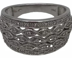 Bague Or Gris & Diamants Style Vintage