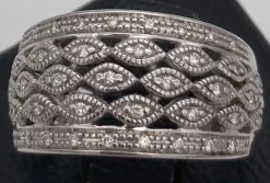 Bague Or Gris & Diamants Style Vintage