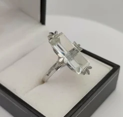 Bague Or gris Aigue-marine