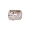 Bague or gris croisée pavage diamant