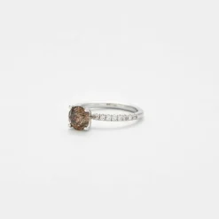 Bague or gris diamant fancy brown et diamants incolores