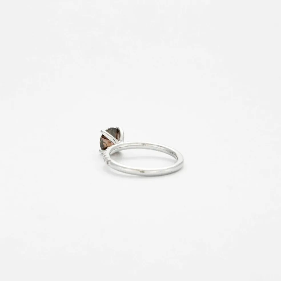 Bague or gris diamant fancy brown et diamants incolores