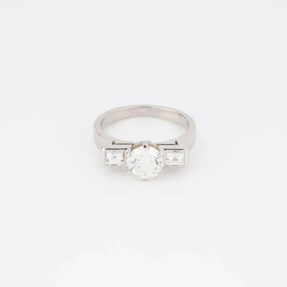 Bague or gris, diamants