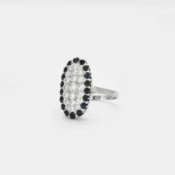 Bague or gris diamants et saphirs