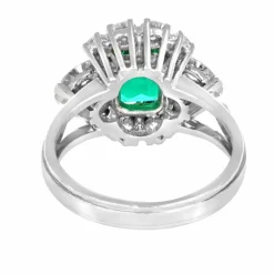 Bague Or Gris, Emeraude de Colombie et Diamants