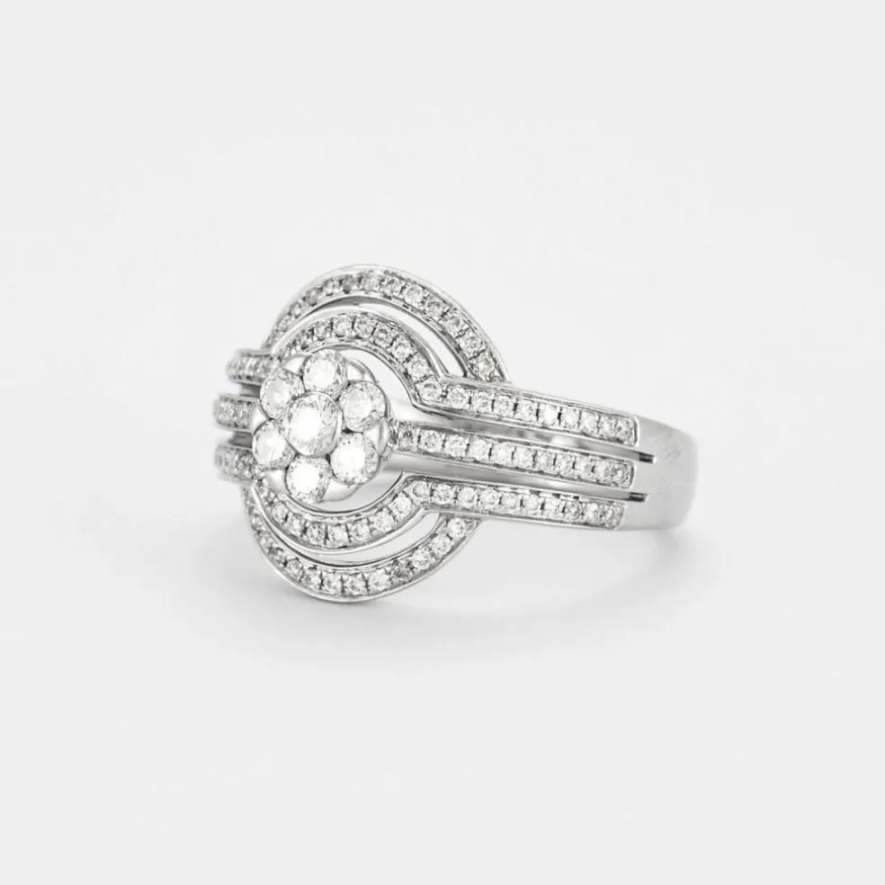 Bague or gris et diamants