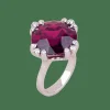 Bague or gris et grenat purple