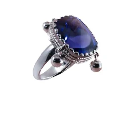 Bague or gris et tanzanite de 26 carats