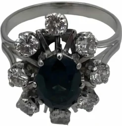Bague or gris Marquise saphir & diamants