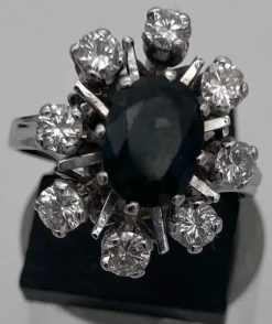 Bague or gris Marquise saphir & diamants