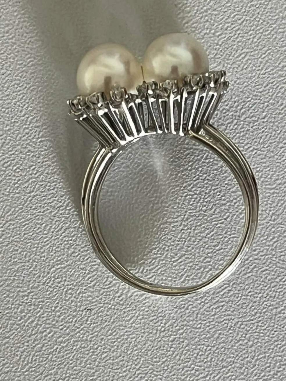 Bague Or Gris Perles Diamants
