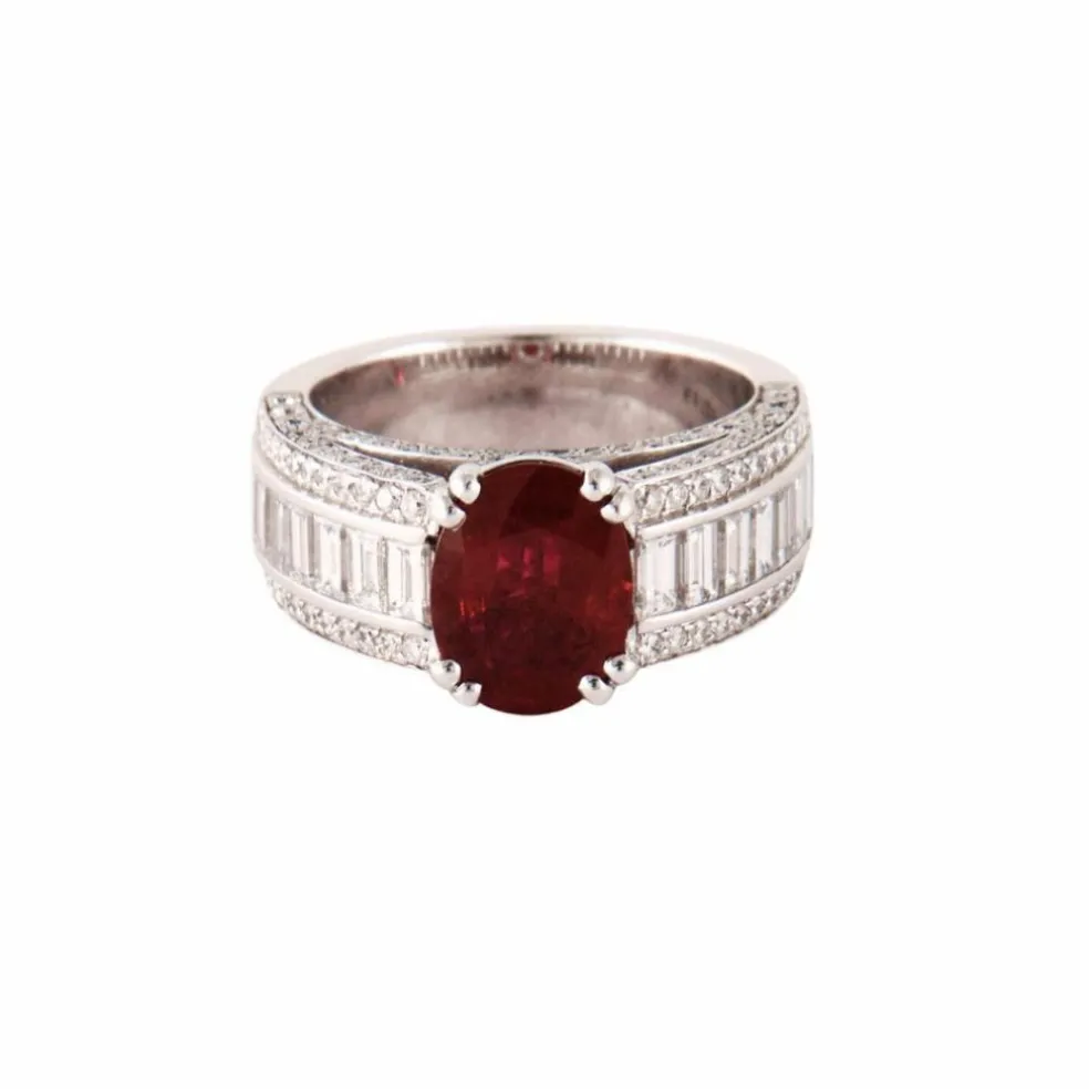 Bague Or Gris Rubis & Diamants