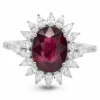Bague or gris rubis diamants
