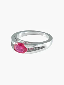 BAGUE OR GRIS RUBIS ET DIAMANTS