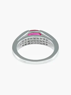 BAGUE OR GRIS RUBIS ET DIAMANTS