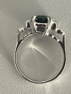 Bague Or Gris Saphir Certifié Diamants