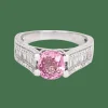 Bague or gris, saphir rose et diamant