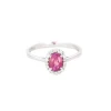 Bague or gris, saphir rose et diamants