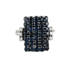 Bague Or gris, Saphirs, Diamants