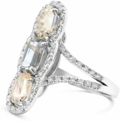 Bague or gris saphirs diamant
