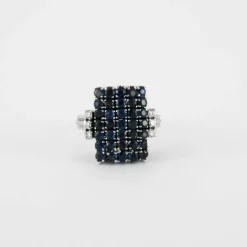 Bague Or gris, Saphirs, Diamants