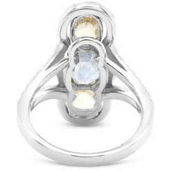 Bague or gris saphirs diamant