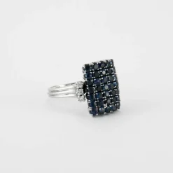 Bague Or gris, Saphirs, Diamants
