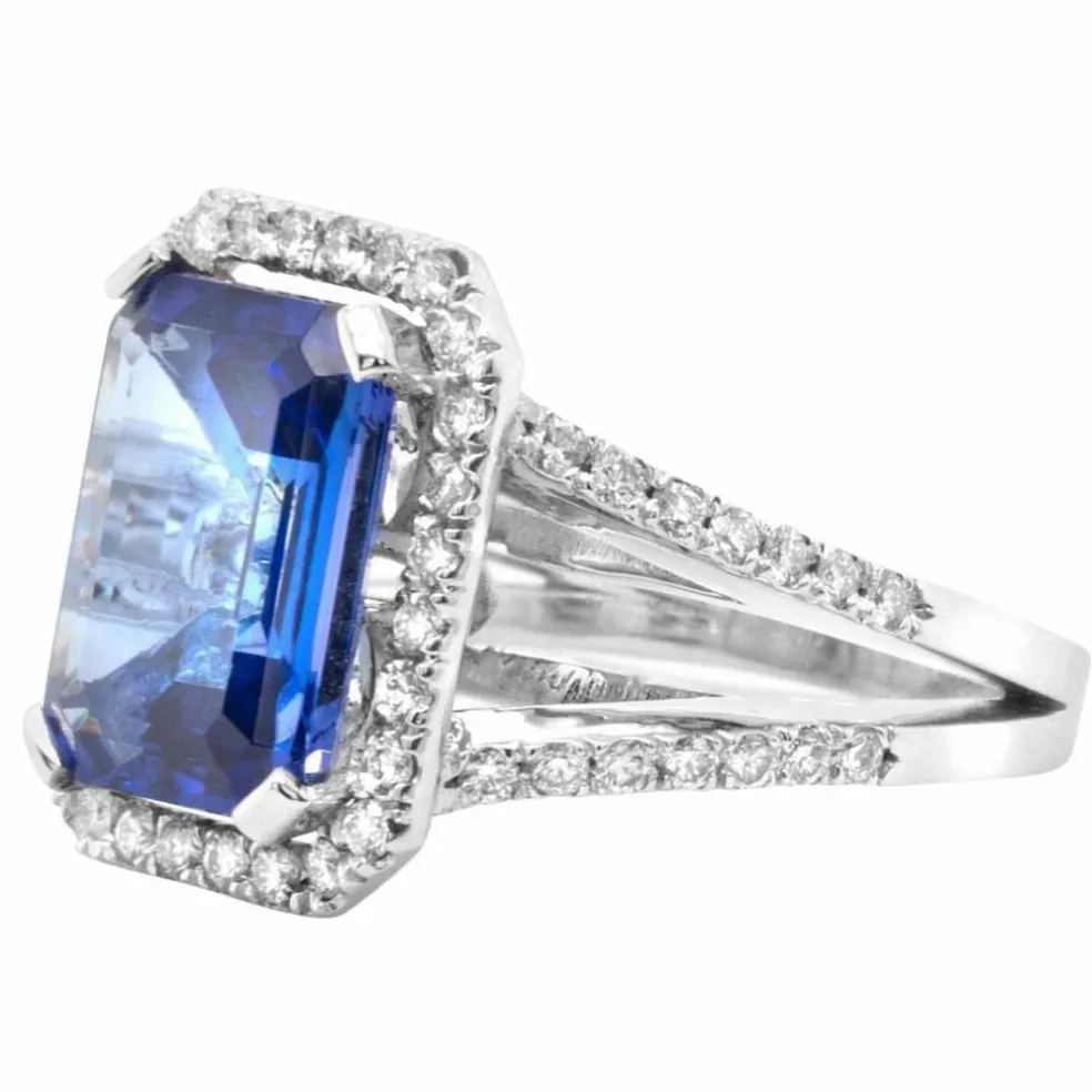 Bague or gris tanzanite diamants