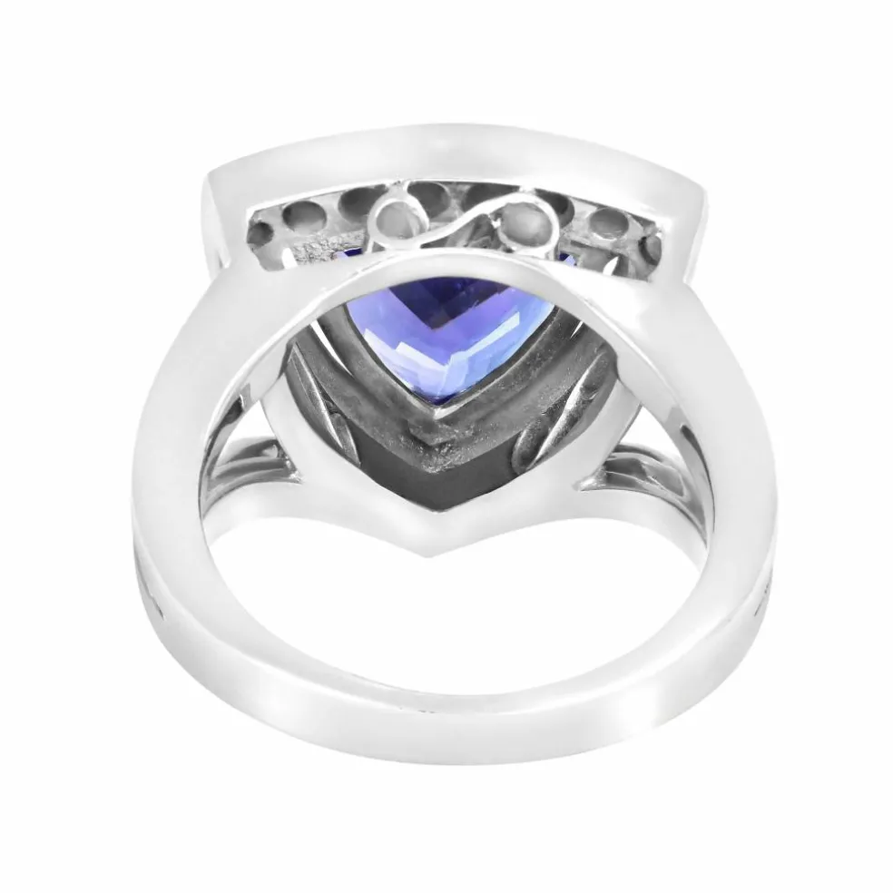 Bague Or Gris, Tanzanite et Diamants