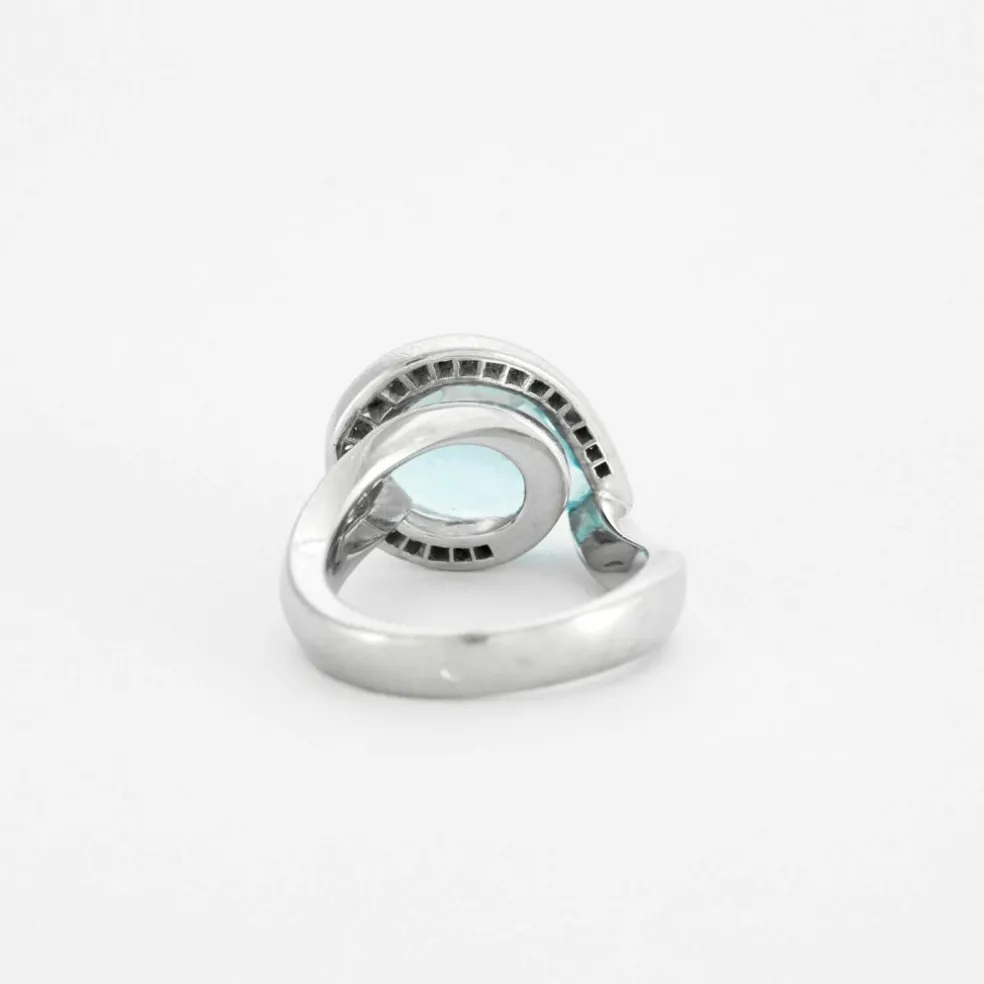 Bague Or gris Topaze poire Diamants