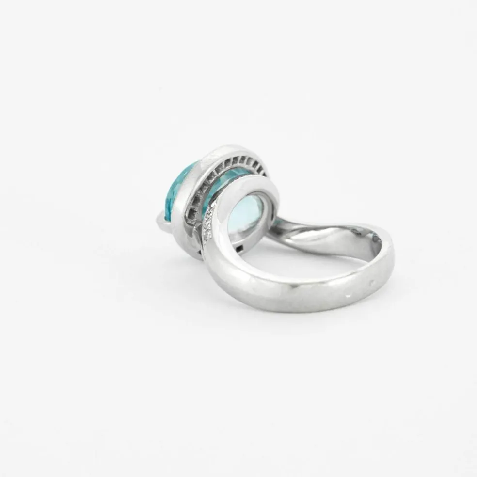 Bague Or gris Topaze poire Diamants